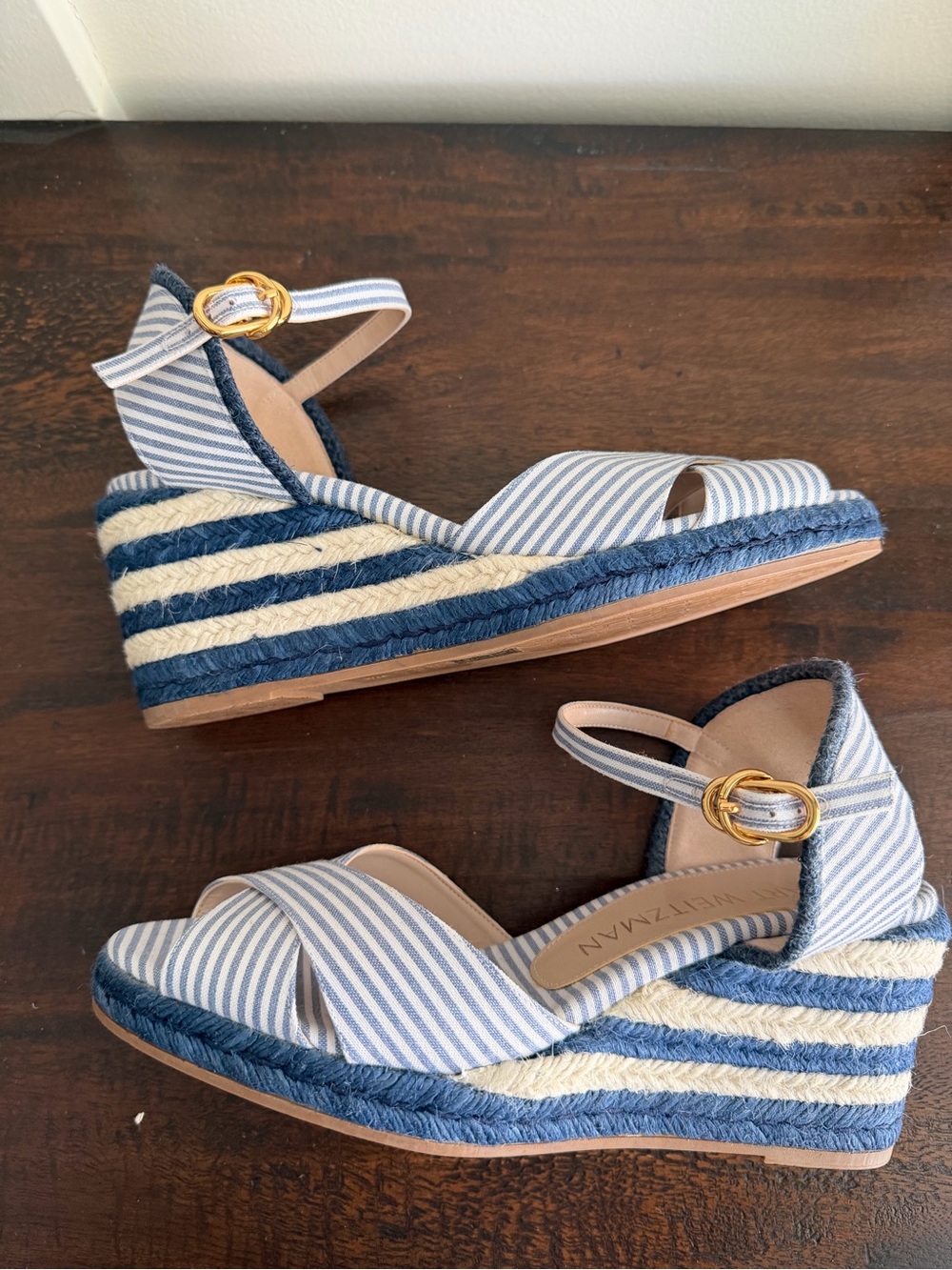 NWOT Stuart Weitzman Mirela Nautical Stripe Wedge - Picture 9 of 9